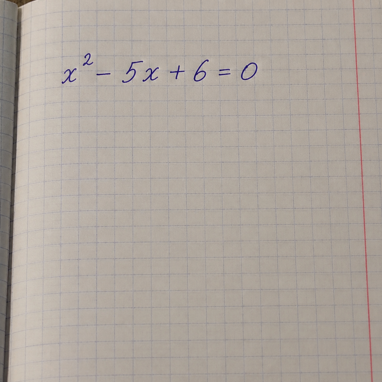 Фото из тетради: уравнение x² − 5x + 6 = 0